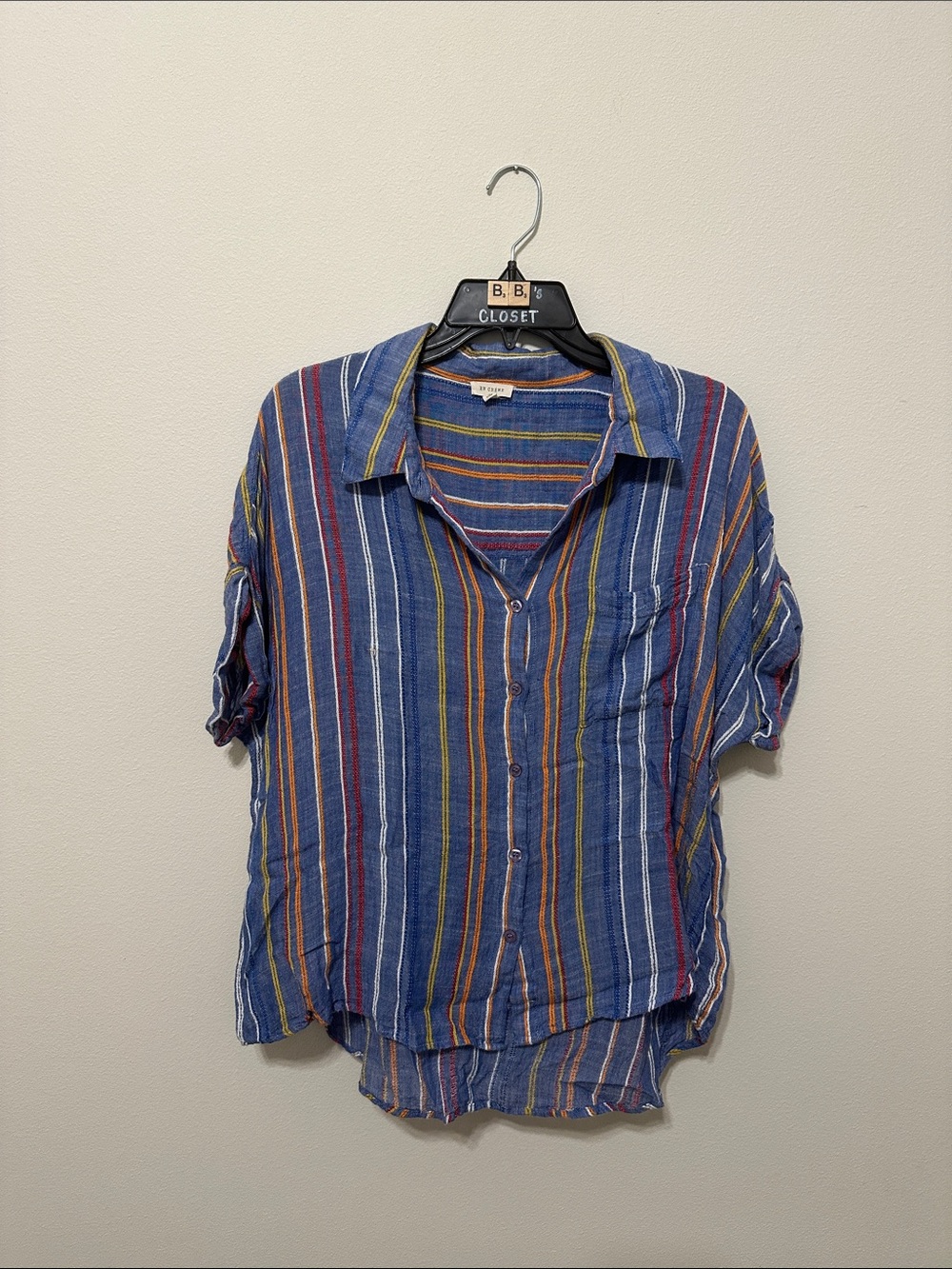 festive striped button down shirt - LG